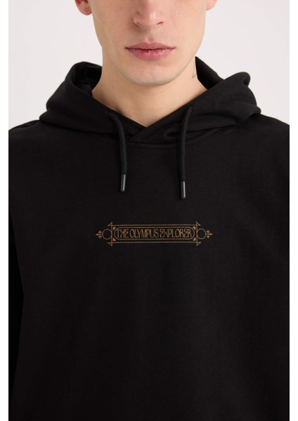 Regular Fit Kapüşonlu Sırt Baskılı Sweatshirt E3204AX24WN