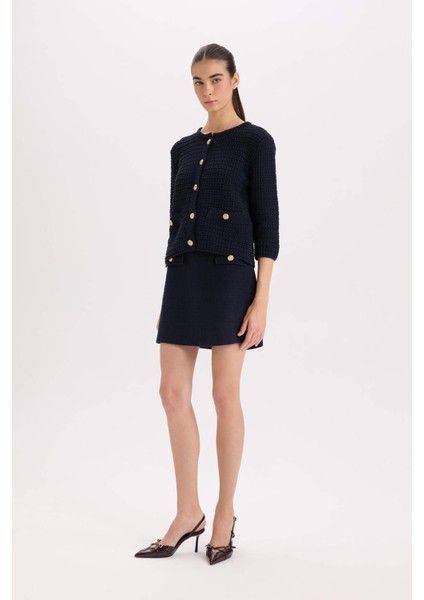 A Kesim Normal Bel Astarlı Tweed Mini Etek B0692AX24AU