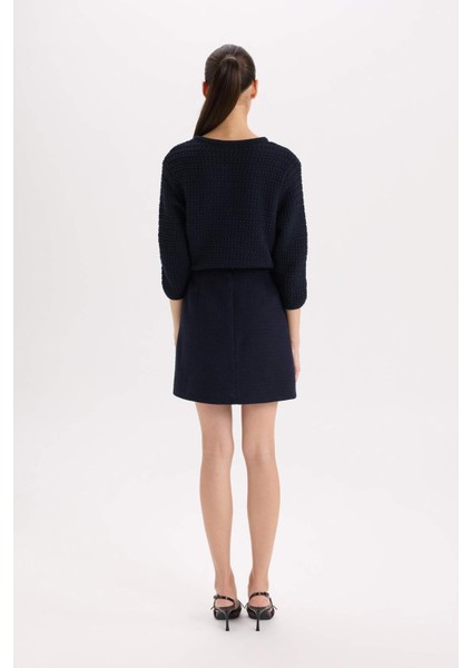 A Kesim Normal Bel Astarlı Tweed Mini Etek B0692AX24AU