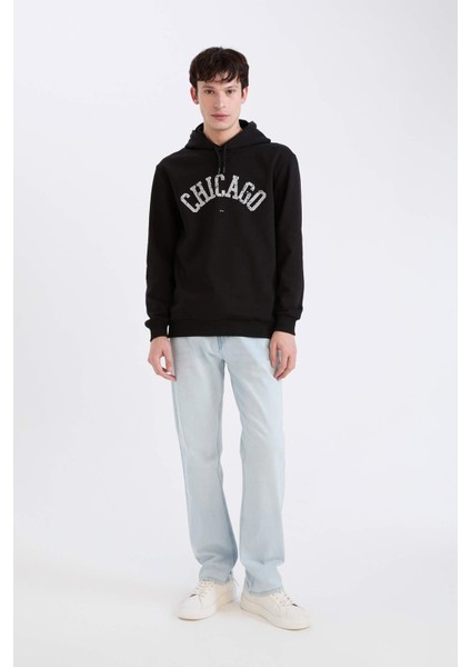 Regular Fit Kapüşonlu Baskılı Sweatshirt E3208AX24WN