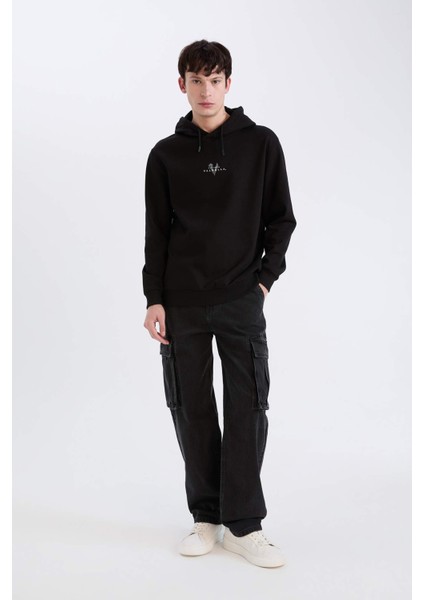 Vikings Valhalla Regular Fit Kapüşonlu Sırt Baskılı Sweatshirt D5863AX24WN