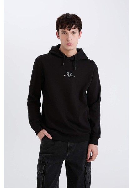 Vikings Valhalla Regular Fit Kapüşonlu Sırt Baskılı Sweatshirt D5863AX24WN