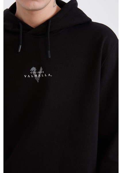 Vikings Valhalla Regular Fit Kapüşonlu Sırt Baskılı Sweatshirt D5863AX24WN