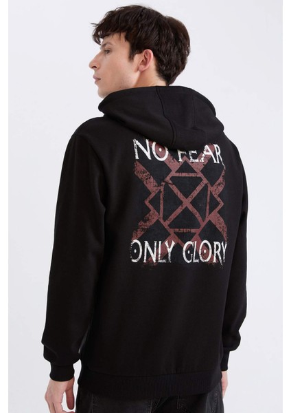 Vikings Valhalla Regular Fit Kapüşonlu Sırt Baskılı Sweatshirt E3211AX24WN