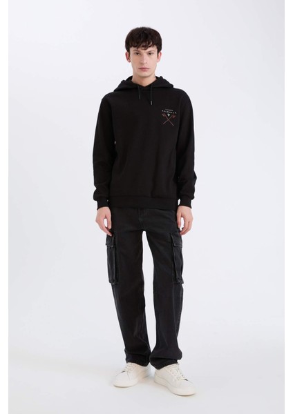 Vikings Valhalla Regular Fit Kapüşonlu Sırt Baskılı Sweatshirt E3211AX24WN