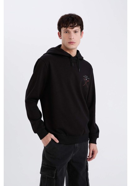 Vikings Valhalla Regular Fit Kapüşonlu Sırt Baskılı Sweatshirt E3211AX24WN