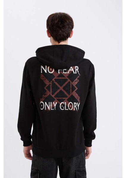 Vikings Valhalla Regular Fit Kapüşonlu Sırt Baskılı Sweatshirt E3211AX24WN