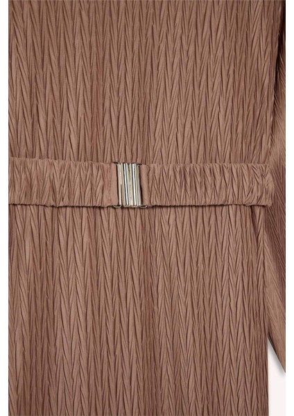 Regular Fit Pilise Uzun Kollu Maxi Tesettür Elbise E1952AX25SP