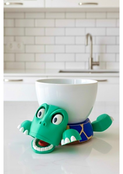 Sevimli Kaplumbağa Bardak Altlığı – Hareketli ve Eğlenceli Kupa Altlığı (Mavi - Sütlükahve Çizgili) fiyatları