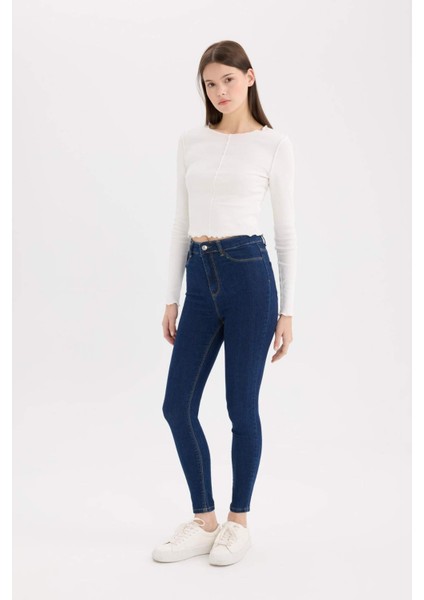Jegging Yüksek Bel Bilek Boy Dar Paça Basic Düz Jean Pantolon B7498AX25SP