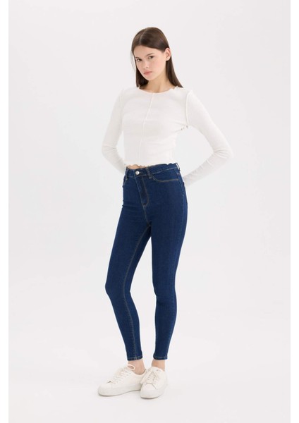 Jegging Yüksek Bel Bilek Boy Dar Paça Basic Düz Jean Pantolon B7498AX25SP
