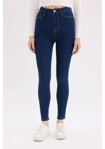 Jegging Yüksek Bel Bilek Boy Dar Paça Basic Düz Jean Pantolon B7498AX25SP
