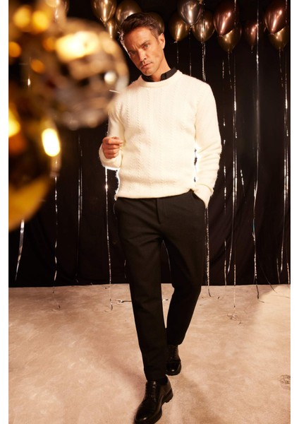 Standart Fit Bisiklet Yaka Triko Kazak E1007AX24WN