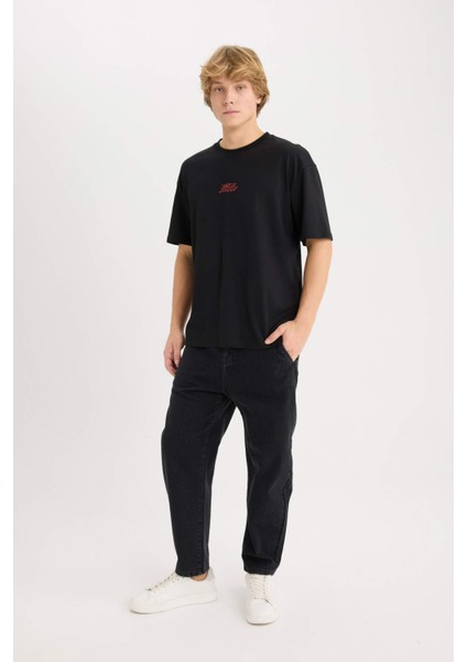 %100 Pamuk Marvel Boxy Fit Bisiklet Yaka Sırt Baskılı Kısa Kollu Tişört D6780AX25SP