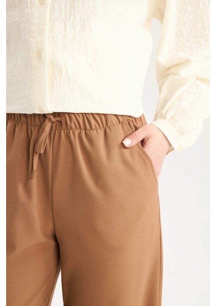 Wide Leg Geniş Paça Beli Lastikli Bağcıklı Basic Düz Palazzo Pantolon C5628AX25SP