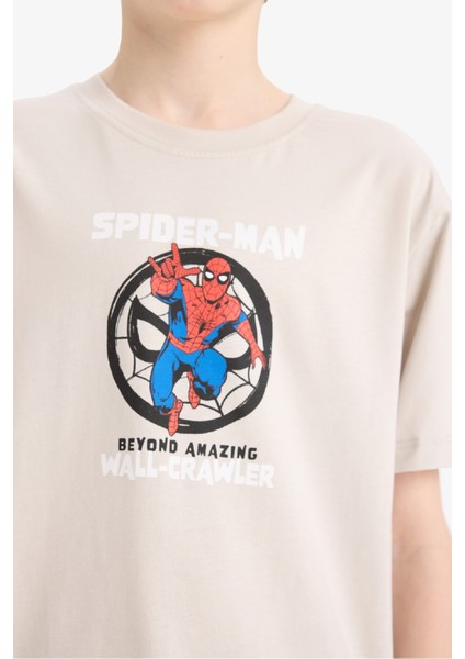 Erkek Çocuk Marvel Spiderman Bisiklet Yaka Kısa Kollu Tişört D9570A825SM