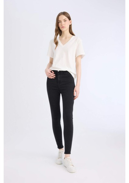 Jegging Yüksek Bel Bilek Boy Dar Paça Basic Düz Jean Pantolon B7498AX25SP