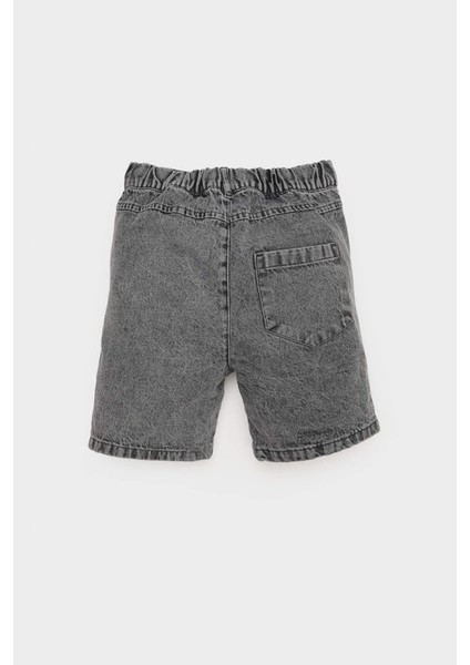 Erkek Bebek Basic Düz Beli Lastikli Jean Şort E3382A525SM