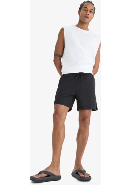 Fit Sporcu Baskılı Esnek Dokulu Kısa Boy Deniz Şortu B5952AX25HS