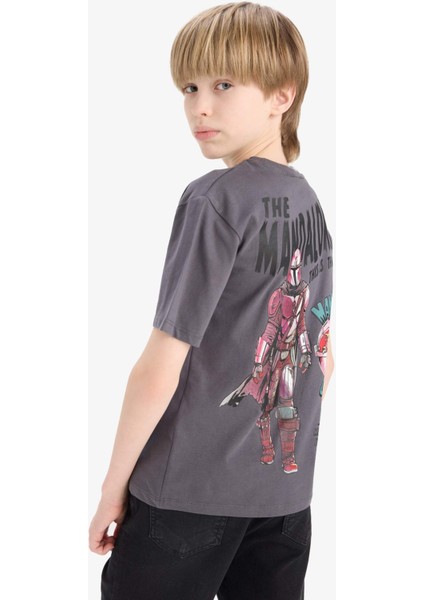 Erkek Çocuk Star Wars-Mandalorian Bisiklet Yaka Kısa Kollu Tişört D9572A825SM