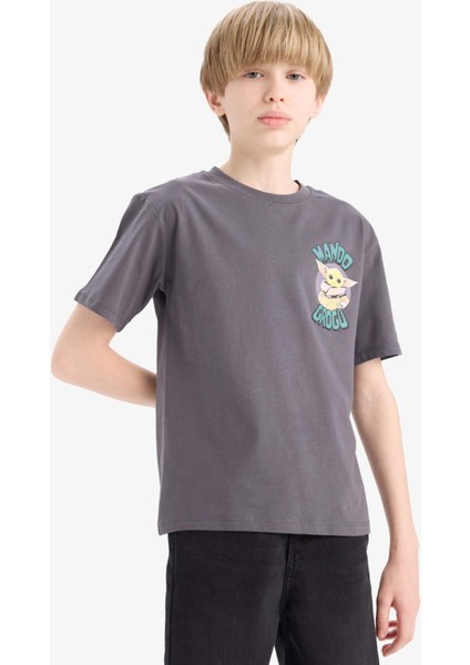 Erkek Çocuk Star Wars-Mandalorian Bisiklet Yaka Kısa Kollu Tişört D9572A825SM