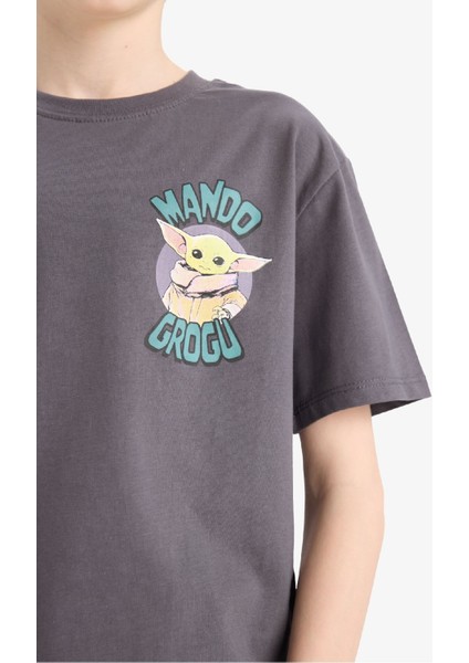 Erkek Çocuk Star Wars-Mandalorian Bisiklet Yaka Kısa Kollu Tişört D9572A825SM