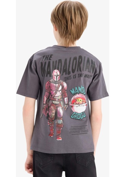 Erkek Çocuk Star Wars-Mandalorian Bisiklet Yaka Kısa Kollu Tişört D9572A825SM