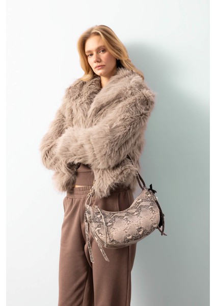 Kadın Suni Deri Yılan Derisi Desenli Omuz Çantası E3624AXNS