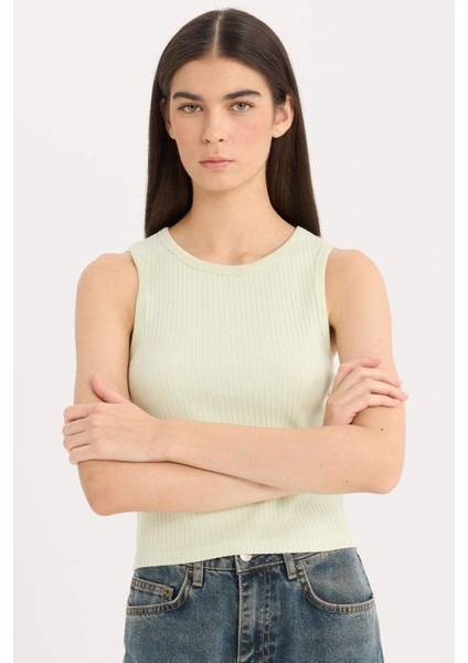 Slim Fit Dar Kesim Halter Yaka Fitilli Kaşkorse Atlet A8859AX25SP