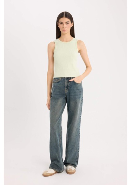 Slim Fit Dar Kesim Halter Yaka Fitilli Kaşkorse Atlet A8859AX25SP