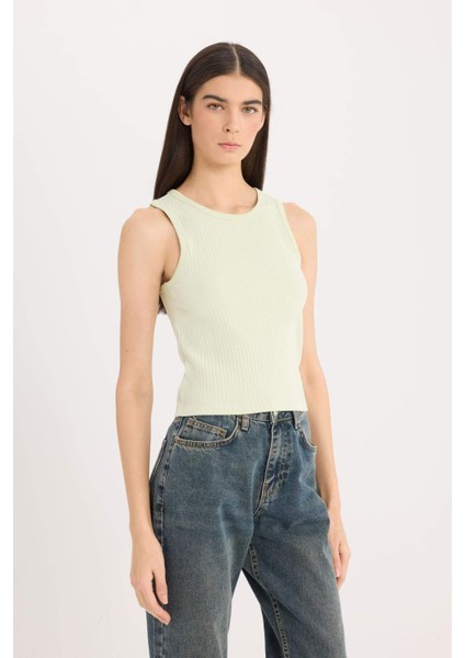 Slim Fit Dar Kesim Halter Yaka Fitilli Kaşkorse Atlet A8859AX25SP
