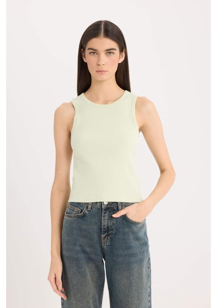 Slim Fit Dar Kesim Halter Yaka Fitilli Kaşkorse Atlet A8859AX25SP