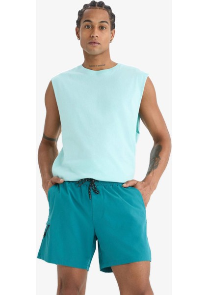 Fit Baskılı Esnek Dokulu Kısa Boy Sporcu Deniz Şortu C5138AX25HS