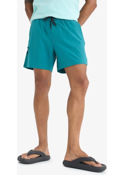 Fit Baskılı Esnek Dokulu Kısa Boy Sporcu Deniz Şortu C5138AX25HS