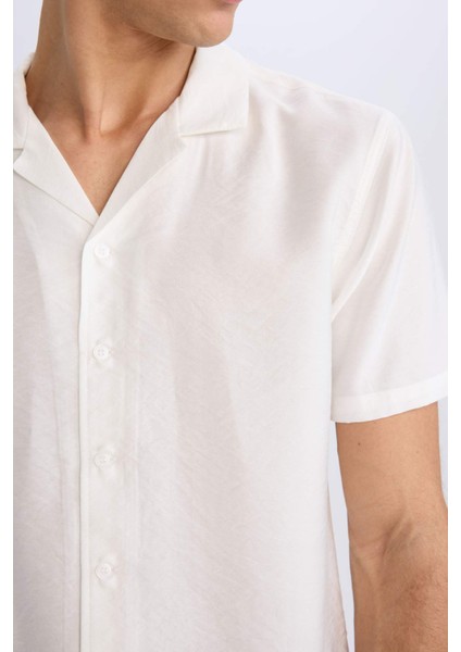 Modern Fit Yazlık Polo Yaka Basic Düz Kısa Kollu Gömlek V8406AZ25SM