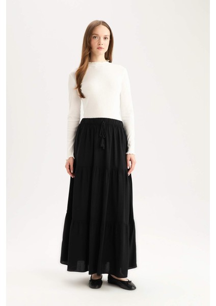 Yarım Balıkçı Yaka Fitilli Kaşkorse Uzun Kollu Tesettür Tişört Tunik B2389AX25SP