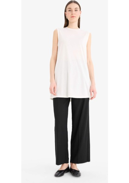 Regular Fit Bisiklet Yaka Basic Düz Kolsuz Tesettür Tişört Tunik A8352AX25SP