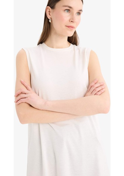 Regular Fit Bisiklet Yaka Basic Düz Kolsuz Tesettür Tişört Tunik A8352AX25SP