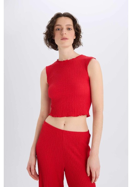 Slim Fit Dar Kesim Bisiklet Yaka Bürümcük Atlet E0999AX25SP