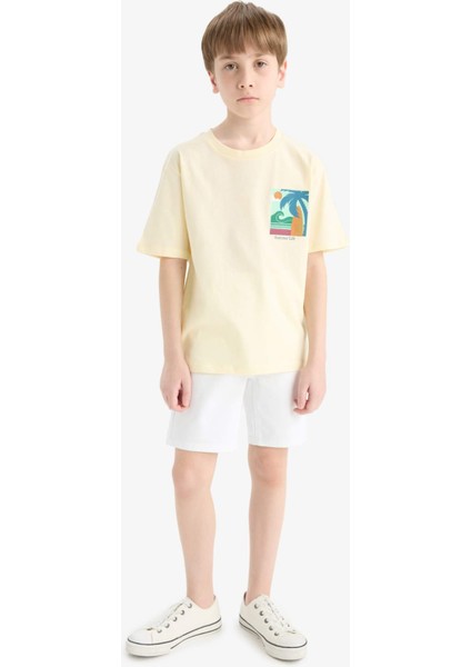 Erkek Çocuk Bisiklet Yaka Baskılı Kısa Kollu Tişört E4162A825SM