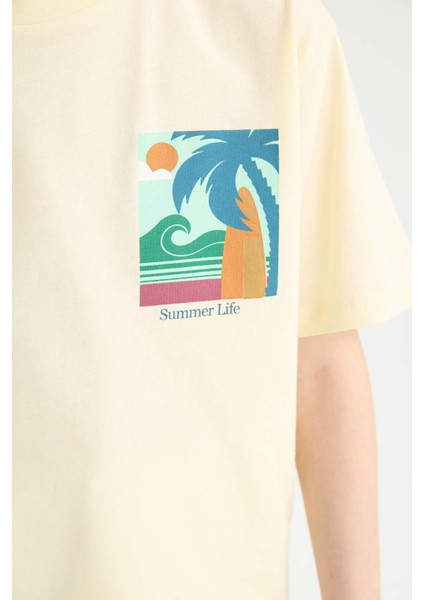 Erkek Çocuk Bisiklet Yaka Baskılı Kısa Kollu Tişört E4162A825SM