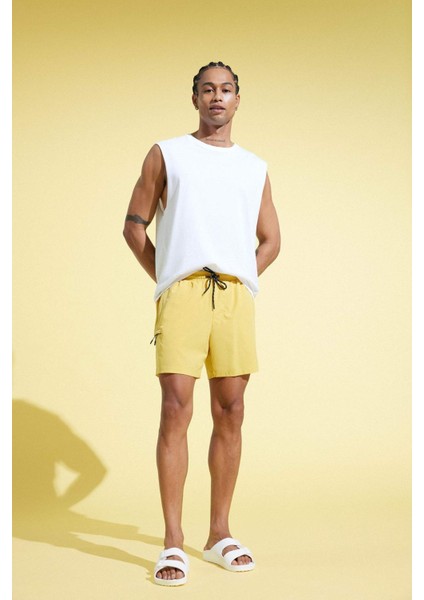 Fit Baskılı Esnek Dokulu Kısa Boy Sporcu Deniz Şortu C5138AX25HS