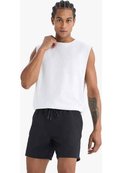 Fit Baskılı Esnek Dokulu Kısa Boy Sporcu Deniz Şortu C5138AX25HS