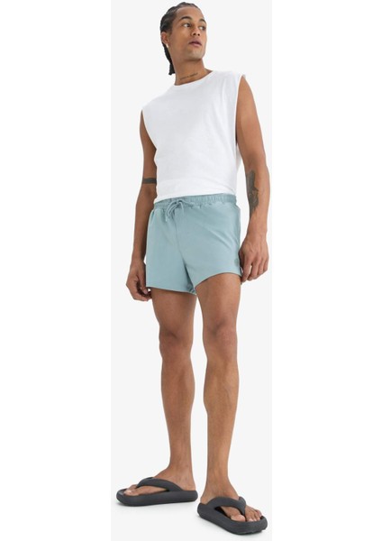 Fit Andy Baskılı Esnek Dokulu Kısa Boy Sporcu Deniz Şortu