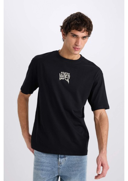 %100 Pamuk Star Wars Boxy Fit Bisiklet Yaka Sırt Baskılı Kısa Kollu Tişört D6786AX25SP