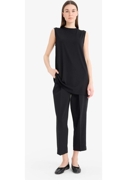 Regular Fit Bisiklet Yaka Basic Düz Kolsuz Tunik