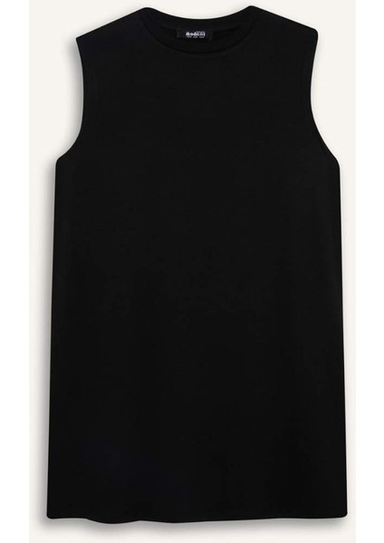 Regular Fit Bisiklet Yaka Basic Düz Kolsuz Tunik