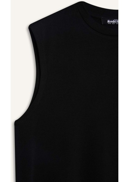 Regular Fit Bisiklet Yaka Basic Düz Kolsuz Tunik