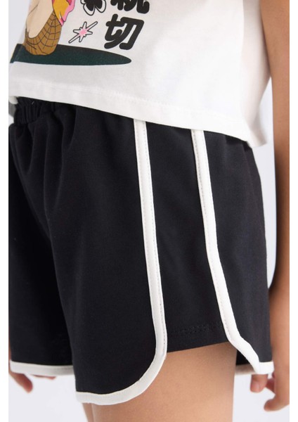 Kız Çocuk 2'li Takım Kısa Kollu Tişört Beli Lastikli Şort E3817A825SM