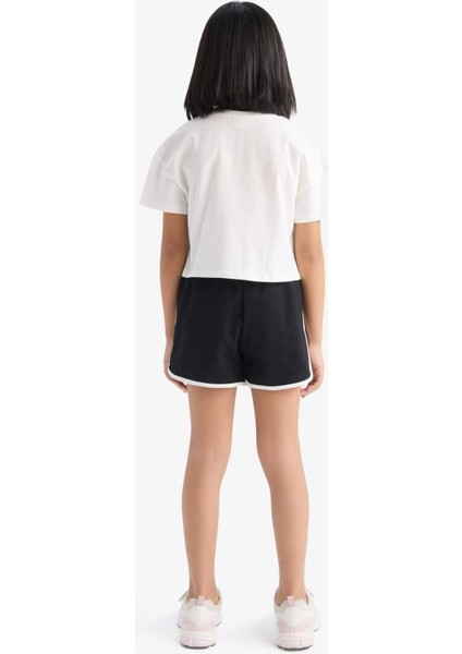 Kız Çocuk 2'li Takım Kısa Kollu Tişört Beli Lastikli Şort E3817A825SM